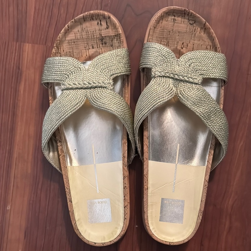 Gold Woven Slide Sandals